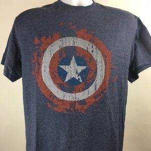 MARVEL CAPTAIN AMERICA BLUE GRAPHIC TEE, MENS LG